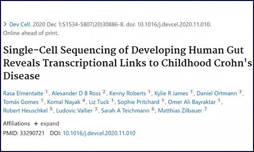 Dev Cell|“胚胎、胎兒、兒童”的腸道單細胞圖譜，揭示引發(fā)兒童克羅恩病相關轉錄事件