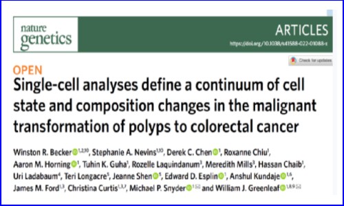 ?Nature Genetics | 單細胞圖譜揭示腸息肉向到結(jié)直腸癌的惡性轉(zhuǎn)化過程