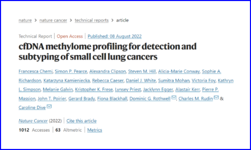Nature 子刊 | 全基因組 cfDNA 甲基化分析可實(shí)現(xiàn)小細(xì)胞肺癌的靈敏檢測、預(yù)后監(jiān)測及分子分型