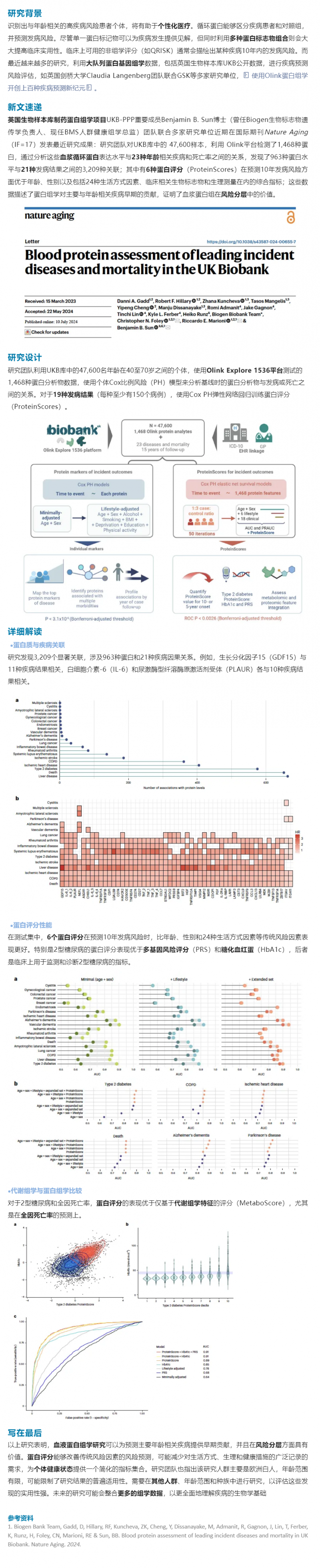 Nature Aging|Olink 蛋白組學(xué)助力 UKB 大隊(duì)列更優(yōu)預(yù)測多疾病風(fēng)險(xiǎn)